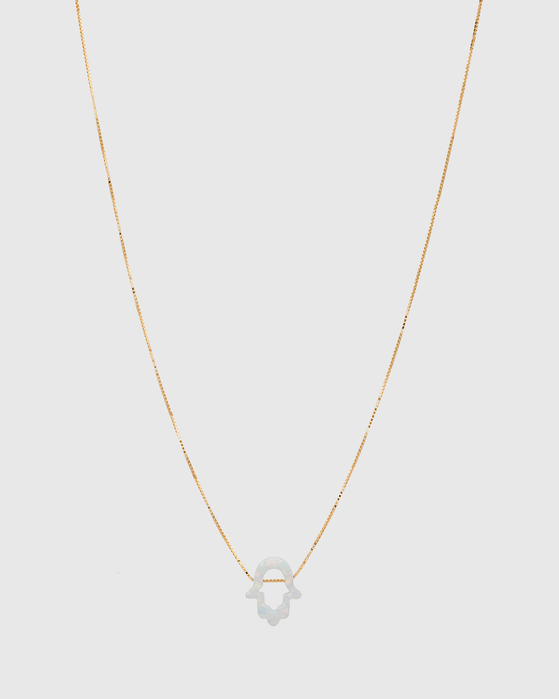 White Opal Open Hamsa Necklace