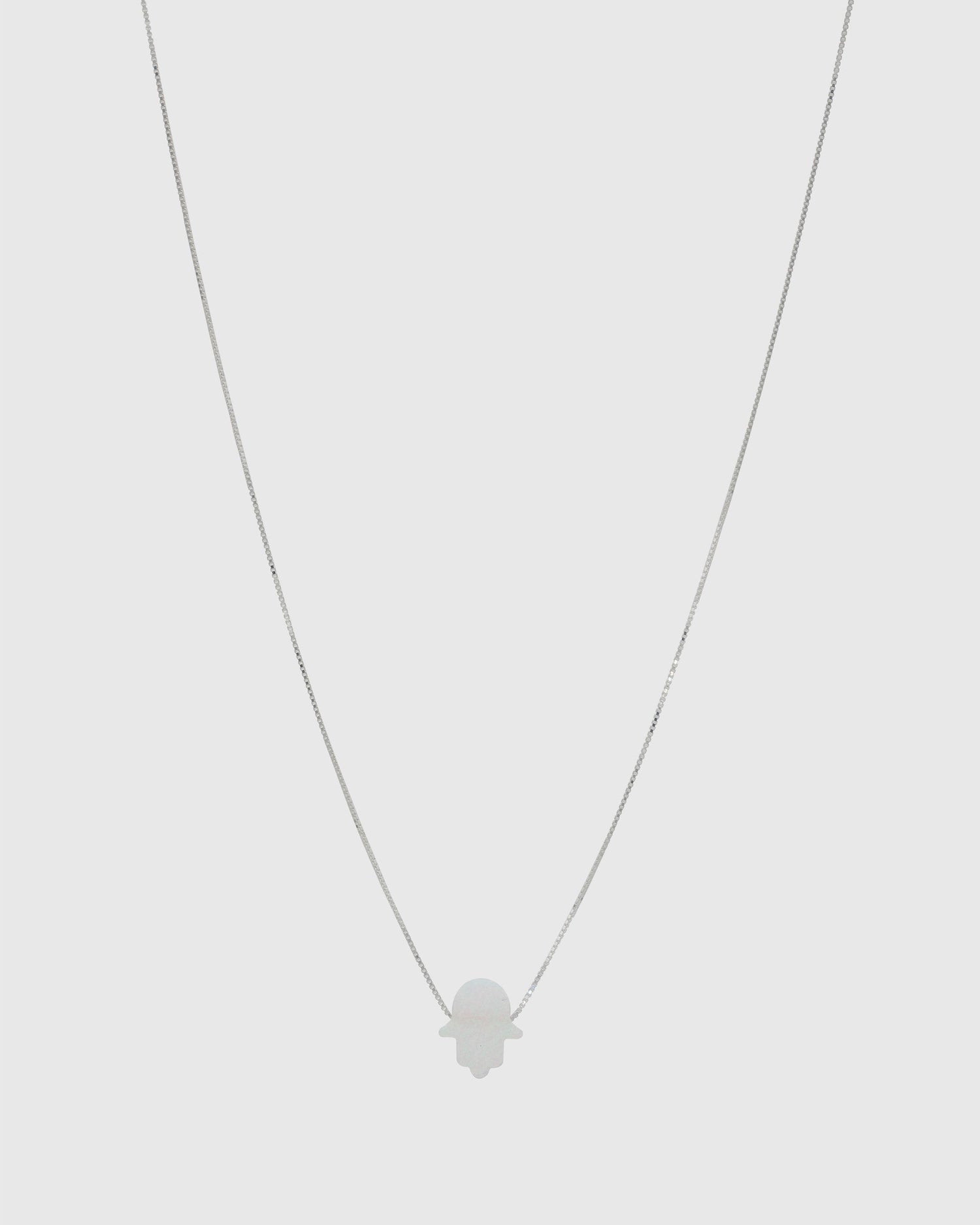 White Opal Hamsa Necklace