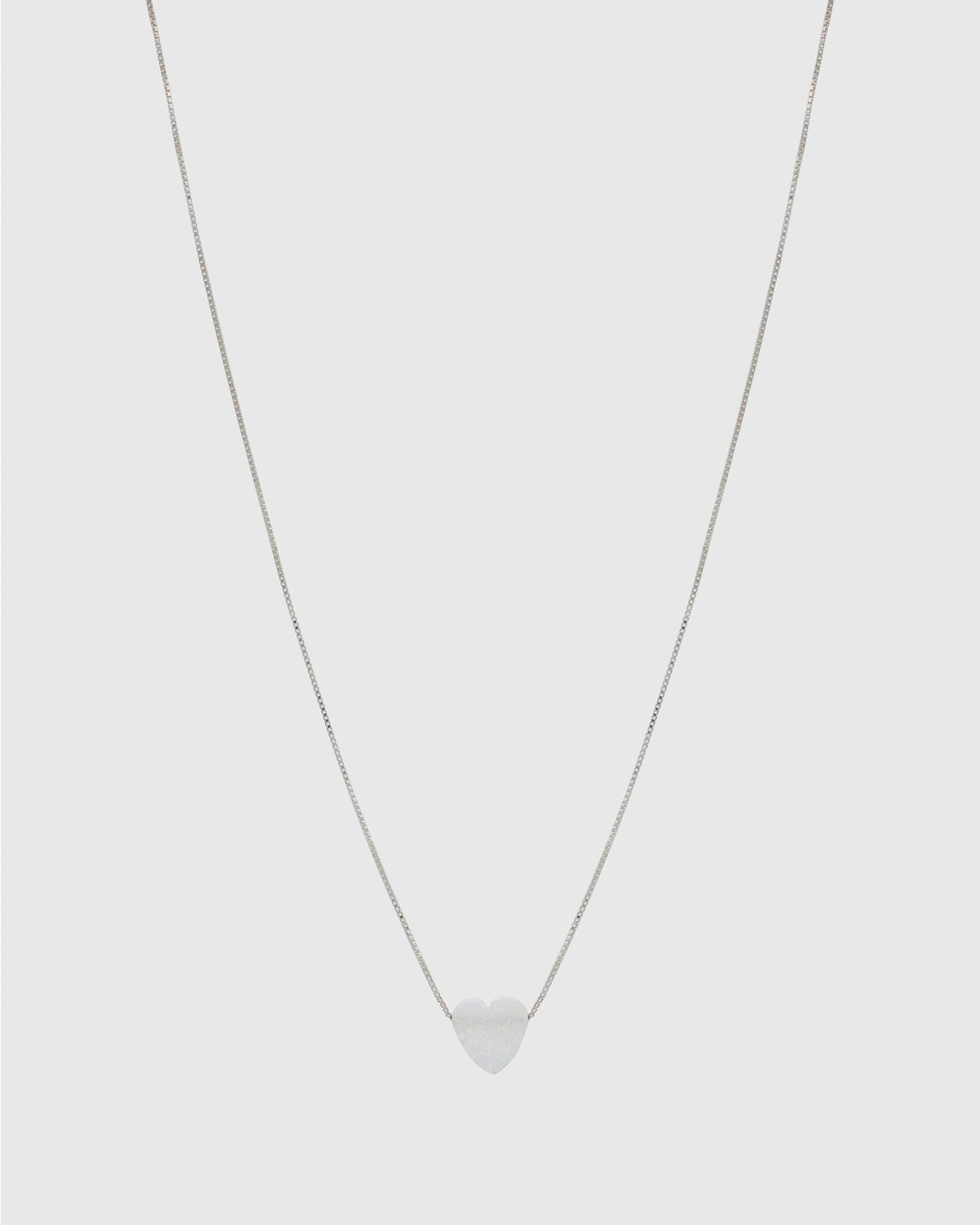 White Opal Heart Necklace