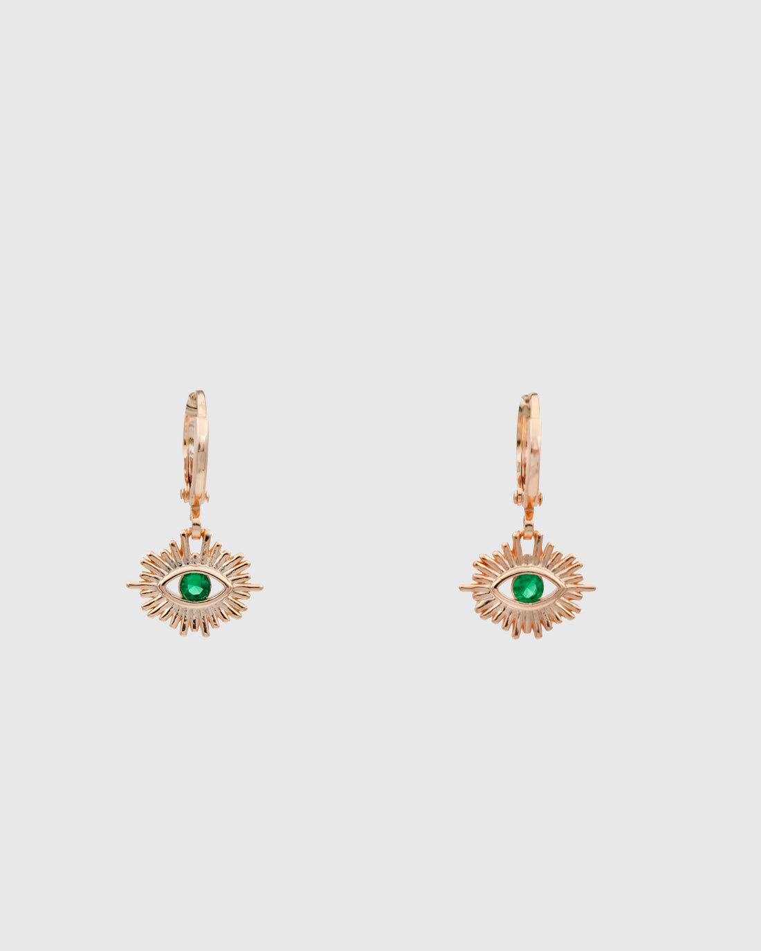 Green Stone Evil Eye Earrings