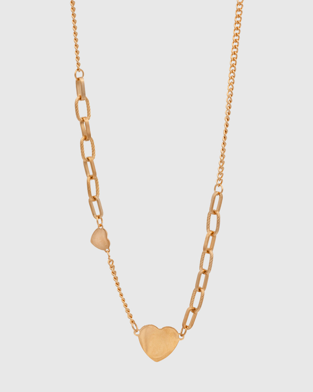 Double Heart With 2 Interlocking Chains Necklace