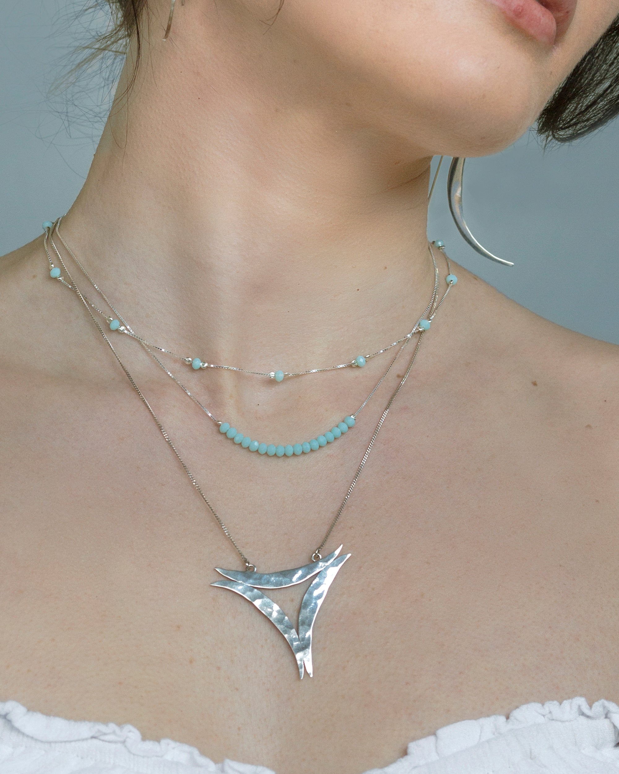 Beaten Curve Triangle Necklace