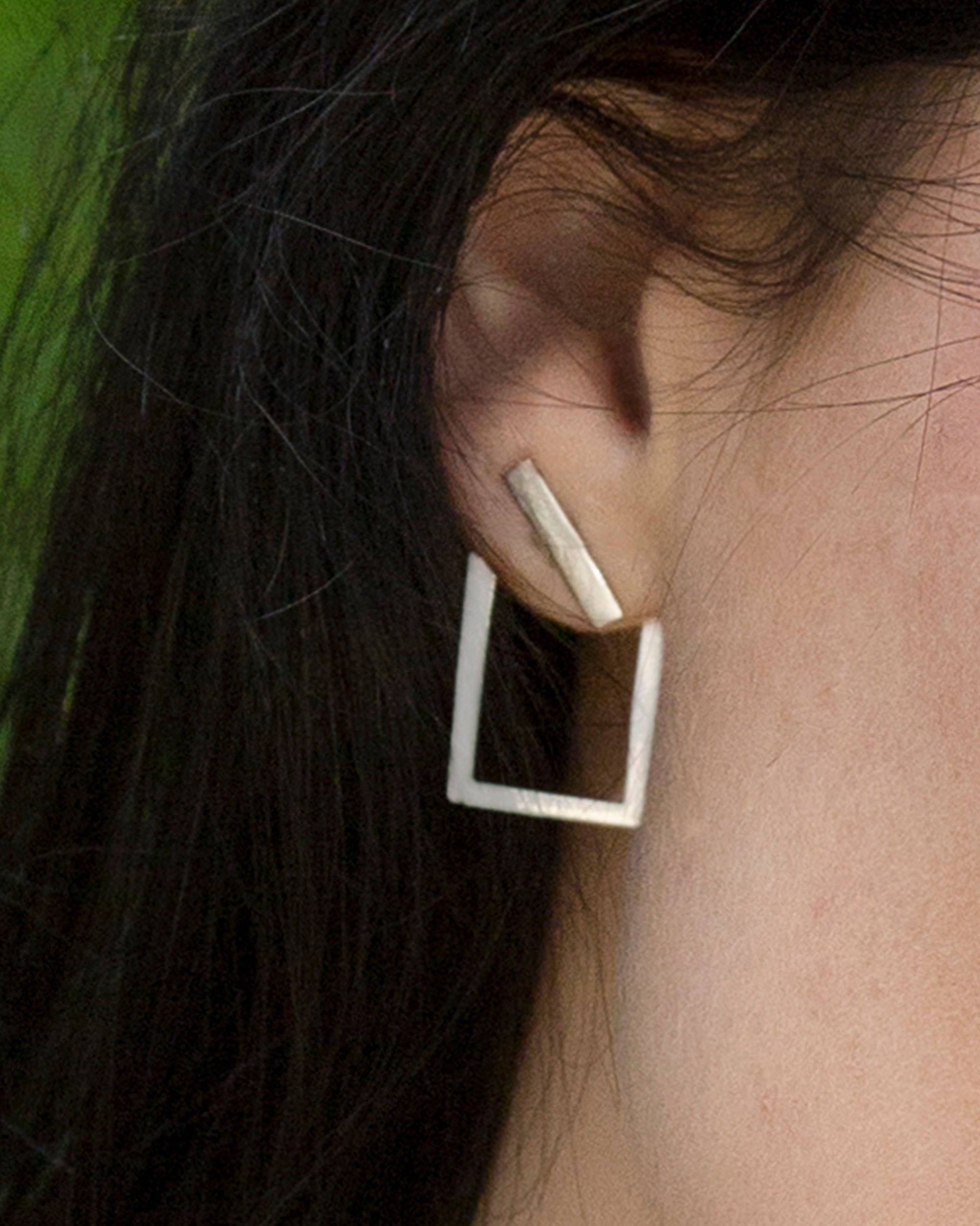 Rectangle Ear Jacket Earrings