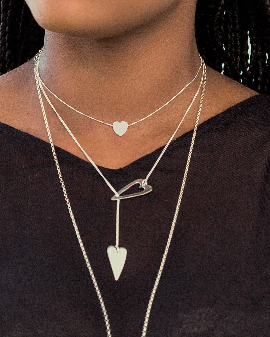 Sharp Heart Lariat Necklace
