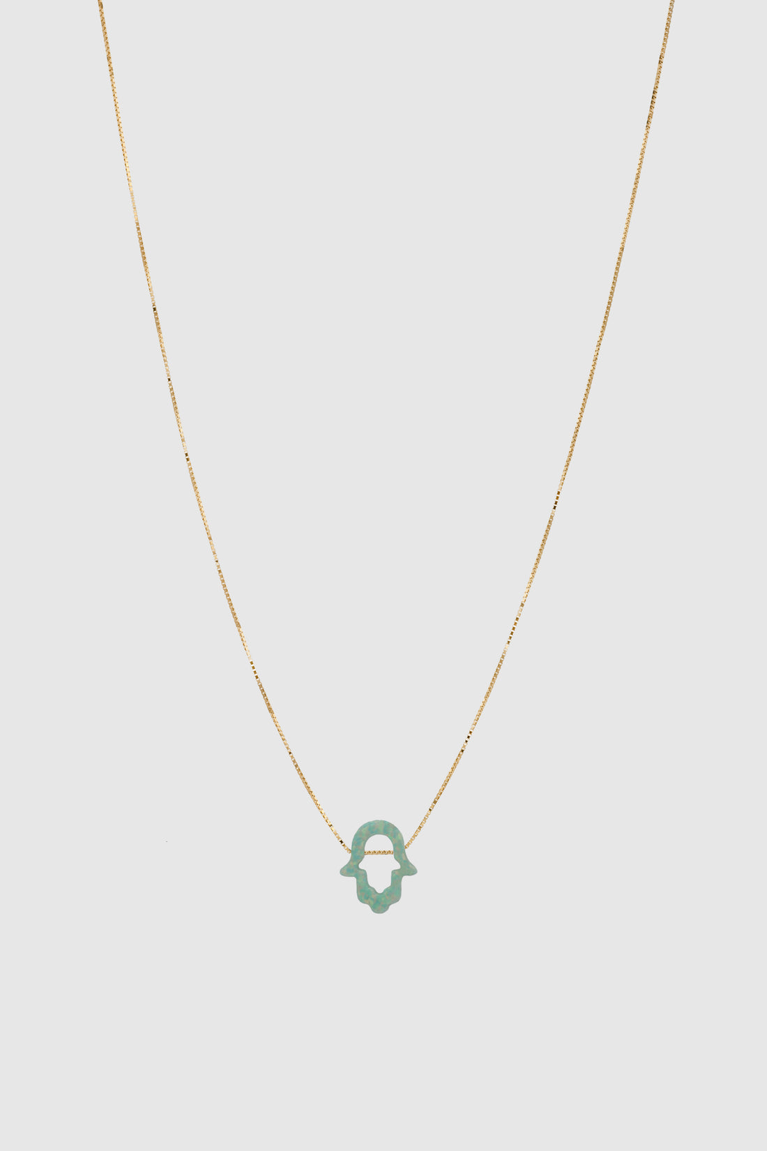 Teal Opal Open Hamsa Necklace