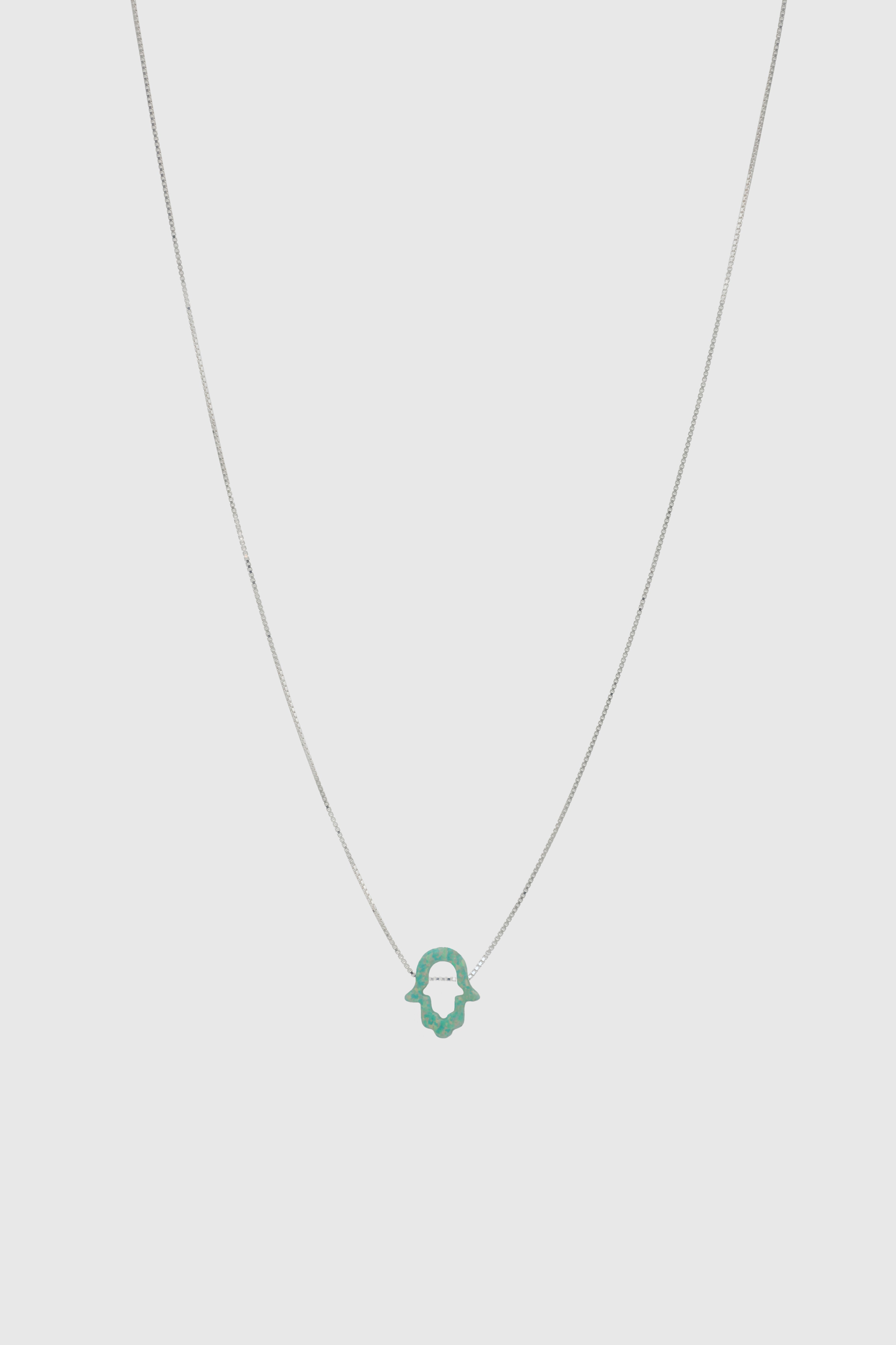 Teal Opal Open Hamsa Necklace