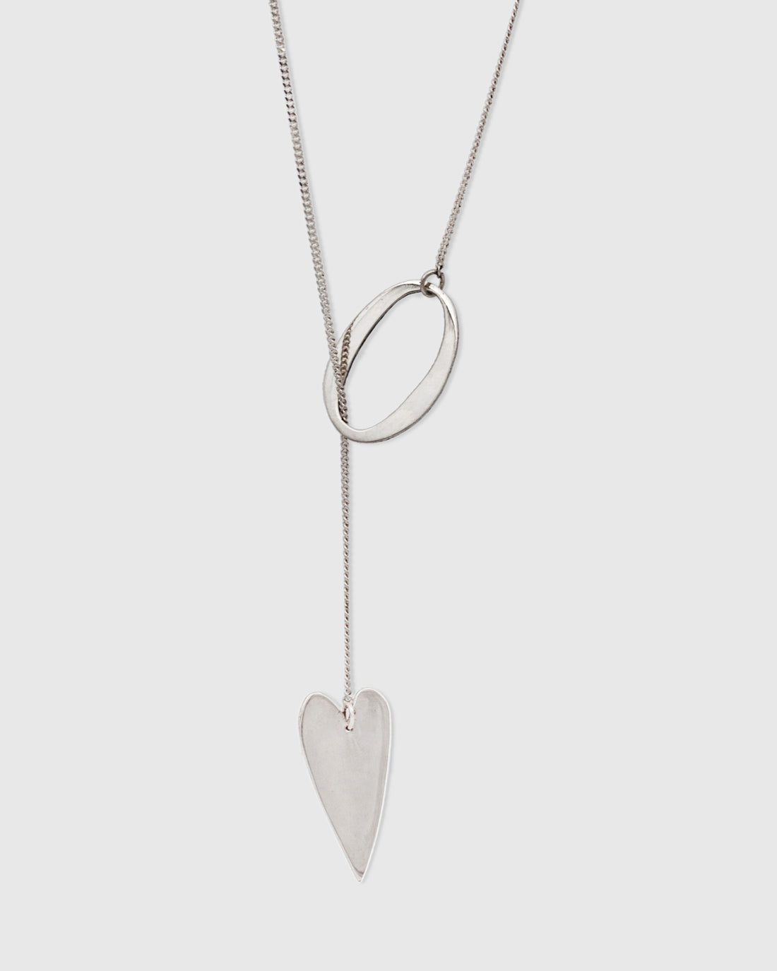 Sharp Heart And Oval Lariat Necklace