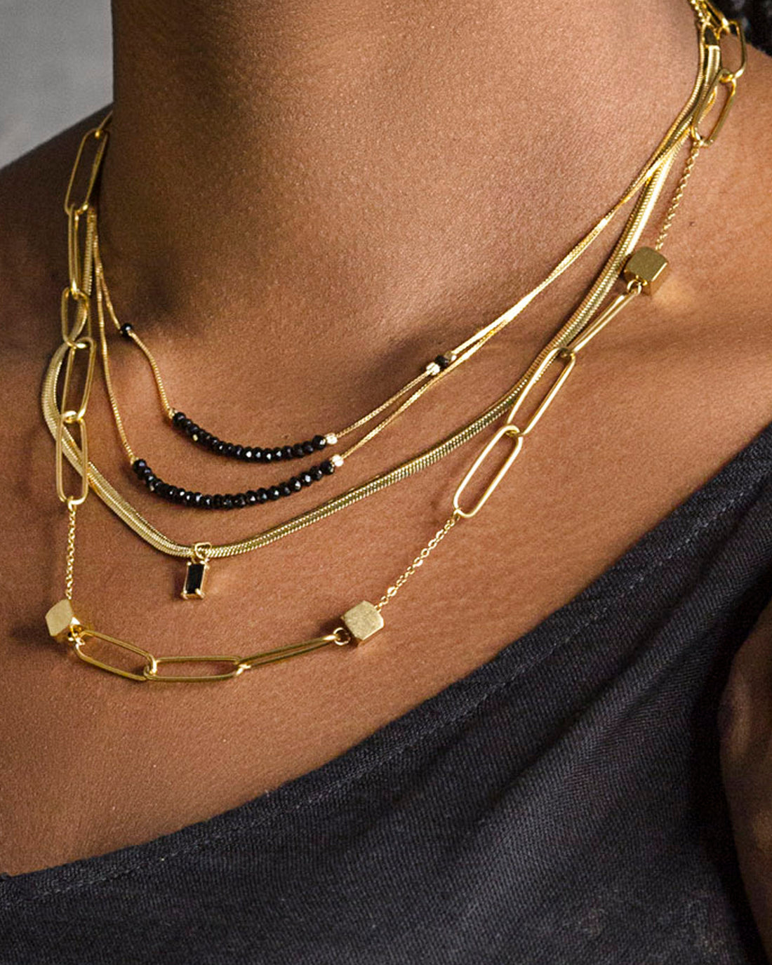 Snake Chain Diamante Drop Necklace